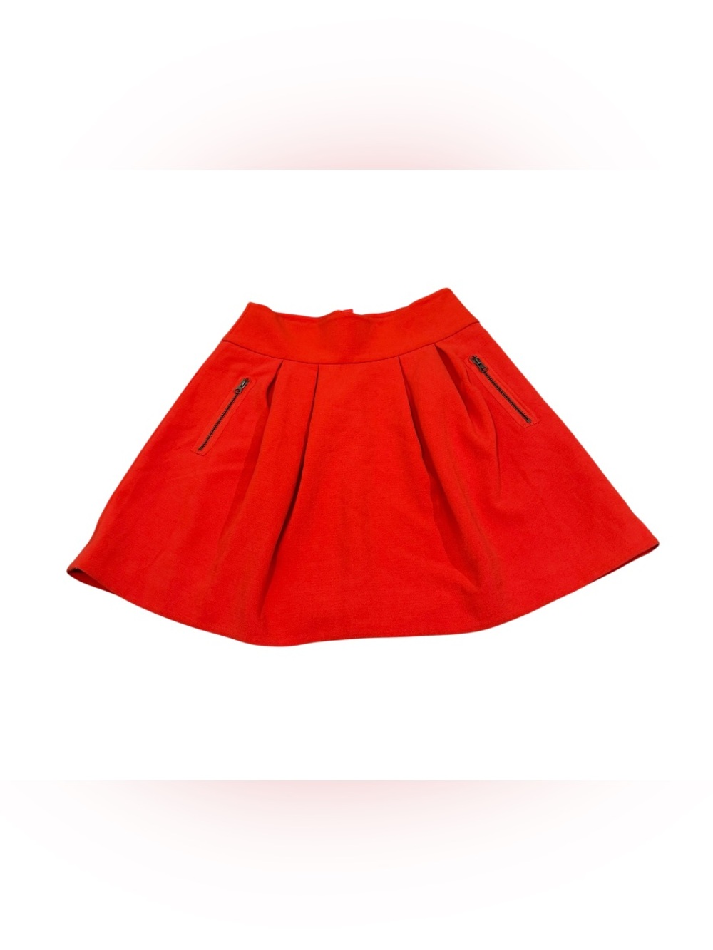 Maeve Bright Orange Circle Skirt with Zip Pockets
